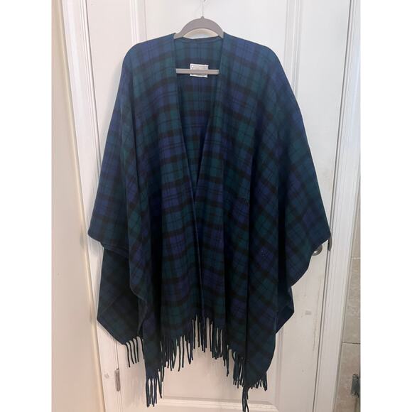Pendleton Jackets & Blazers - VTG Pendleton Black Watch Tartan Poncho Cape 100% Virgin Wool Fringe Made USA